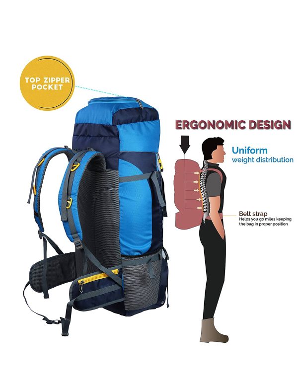 TRAWOC MHK002-NAVYBLUE 65 Ltr Trekking backpack hiking outdoor bag Rucksack  (1 YEAR WARRANTY) Rucksack - 65 L NAVYBLUE, yellow - Price in India |  Flipkart.com